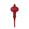 Vickerman N174519D 8" X 2.75" Wine Shiny Finial Ornament With Drilled And Wired Caps. Comes 3 Per Bag.
