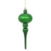 Vickerman N174524D 8" X 2.75" Emerald Shiny Finial Ornament With Drilled And Wired Caps. Comes 3 Per Bag.
