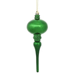 Vickerman N174524D 8" X 2.75" Emerald Shiny Finial Ornament With Drilled And Wired Caps. Comes 3 Per Bag.