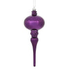 Vickerman N174526D 8" X 2.75" Plum Shiny Finial Ornament With Drilled And Wired Caps. Comes 3 Per Bag.