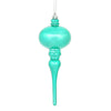 Vickerman N174542D 8" X 2.75" Teal Shiny Finial Ornament With Drilled And Wired Caps. Comes 3 Per Bag.