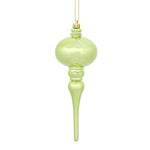 Vickerman N174554D 8" X 2.75" Celadon Shiny Finial Ornament With Drilled And Wired Caps. Comes 3 Per Bag.