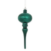 Vickerman N174562D 8" X 2.75" Sea Blue Shiny Finial Ornament With Drilled And Wired Caps. Comes 3 Per Bag.