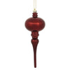 Vickerman N174565D 8" X 2.75" Burgundy Shiny Finial Ornament With Drilled And Wired Caps. Comes 3 Per Bag.