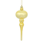 Vickerman N174508D 8" X 2.75" Gold Shiny Finial Ornament With Drilled And Wired Caps. Comes 3 Per Bag.