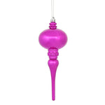 Vickerman N174570D 8" X 2.75" Fuchsia Shiny Finial Ornament With Drilled And Wired Caps. Comes 3 Per Bag.