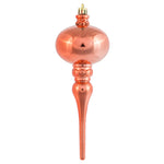 Vickerman N174571D 8" X 2.75" Coral Shiny Finial Ornament With Drilled And Wired Caps. Comes 3/Bag.