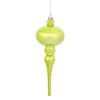 Vickerman N174573D 8" X 2.75" Lime Shiny Finial Ornament With Drilled And Wired Caps. Comes 3 Per Bag.