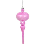 Vickerman N174579D 8" X 2.75" Pink Shiny Finial Ornament With Drilled And Wired Caps. Comes 3 Per Bag.