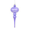 Vickerman N174586D 8" X 2.75" Lavender Shiny Finial Ornament With Drilled And Wired Caps. Comes 3 Per Bag.
