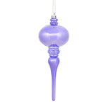 Vickerman N174586D 8" X 2.75" Lavender Shiny Finial Ornament With Drilled And Wired Caps. Comes 3 Per Bag.