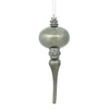 Vickerman N174587D 8" X 2.75" Pewter Shiny Finial Ornament With Drilled And Wired Caps. Comes 3 Per Bag.