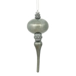 Vickerman N174587D 8" X 2.75" Pewter Shiny Finial Ornament With Drilled And Wired Caps. Comes 3 Per Bag.
