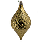 Vickerman N174914D 6" X 3" Olive Shiny Diamond Drop Ornament With Drilled And Wired Caps. Comes 4 Per Bag.