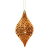 Vickerman N174918D 6" X 3" Burnished Orange Shiny Diamond Drop Ornament With Drilled And Wired Caps. Comes 4 Per Bag..