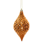 Vickerman N174918D 6" X 3" Burnished Orange Shiny Diamond Drop Ornament With Drilled And Wired Caps. Comes 4 Per Bag..