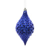 Vickerman N174922D 6" X 3" Cobalt Blue Shiny Diamond Drop Ornament With Drilled And Wired Caps. Comes 4 Per Bag.