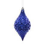 Vickerman N174922D 6" X 3" Cobalt Blue Shiny Diamond Drop Ornament With Drilled And Wired Caps. Comes 4 Per Bag.