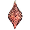 Vickerman N174971D 6" X 3" Coral Shiny Diamond Drop Ornament With Drilled And Wired Caps. Comes 4/Bag.