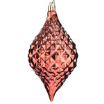 Vickerman N174971D 6" X 3" Coral Shiny Diamond Drop Ornament With Drilled And Wired Caps. Comes 4/Bag.