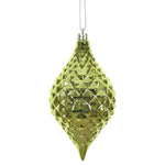 Vickerman N174973D 6" X 3" Lime Shiny Diamond Drop Ornament With Drilled And Wired Caps. Comes 4 Per Bag.