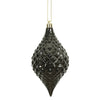 Vickerman N174984D 6" X 3" Gunmetal Shiny Diamond Drop Ornament With Drilled And Wired Caps. Comes 4 Per Bag.