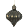 Vickerman N175884D 6" Gunmetal Matte Onion Drop Ornament With Drilled And Wired Caps. Comes 4  Per Bag.