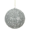 Vickerman N178007 4" Silver Tinsel Ball Ornament 4 Per Bag