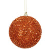 Vickerman N178018 4" Burnished Orange Tinsel Ball Ornament 4 Per Bag