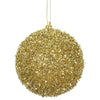 Vickerman N178008 4" Gold Tinsel Ball Ornament 4 Per Bag