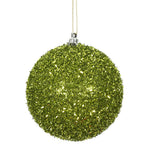 Vickerman N178073 4" Lime Tinsel Ball Ornament 4 Per Bag