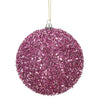 Vickerman N178079 4" Pink Tinsel Ball Ornament 4 Per Bag