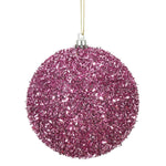 Vickerman N178079 4" Pink Tinsel Ball Ornament 4 Per Bag