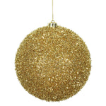 Vickerman N178208 6" Gold Tinsel Ball Ornament 2 Per Bag