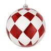 Vickerman N180803 8" Red Ball With White Diamond Glitter Christmas Ornament