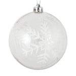 Vickerman N181100 4" Clear Ball White Glitter Snowflake Ornament 4 Per Box