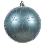 Vickerman N182429D 4" Periwinkle Candy Finish Ornament With Circle Glitter Pattern 4 Per Bag