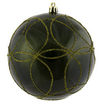 Vickerman N182514D 4.75" Olive Candy Ornament With Circle Glitter Pattern 4 Per Bag