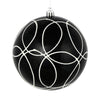Vickerman N182417D 4" Black Candy Finish Ornament With Circle Glitter Pattern 4 Per Bag
