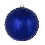 Vickerman N182622D 6" Cobalt Blue Candy Ornament With Circle Glitter Pattern 3 Per Bag