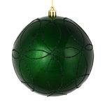 Vickerman N182524D 4.75" Emerald Candy Ornament With Circle Glitter Pattern 4 Per Bag