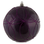 Vickerman N182526D 4.75" Plum Candy Ornament With Circle Glitter Pattern 4 Per Bag