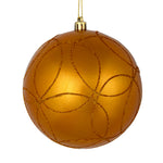 Vickerman N182630D 6" Antique Gold Candy Ornament With Circle Glitter Pattern 3 Per Bag