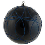 Vickerman N182531D 4.75" Midnight Blue Candy Ornament With Circle Glitter Pattern 4 Per Bag