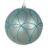 Vickerman N182432D 4" Baby Blue Candy Finish Ornament With Circle Glitter Pattern 4 Per Bag