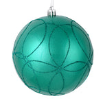 Vickerman N182542D 4.75" Teal Candy Ornament With Circle Glitter Pattern 4 Per Bag
