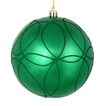 Vickerman N182444D 4" Seafoam Green Candy Finish Ornament With Circle Glitter Pattern 4 Per Bag
