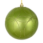 Vickerman N182654D 6" Celadon Candy Ornament With Circle Glitter Pattern 3 Per Bag
