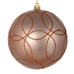 Vickerman N182658D 6" Rose Gold Candy Ornament With Circle Glitter Pattern 3 Per Bag