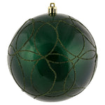 Vickerman N182564D 4.75" Moss Green Candy Ornament With Circle Glitter Pattern 4 Per Bag